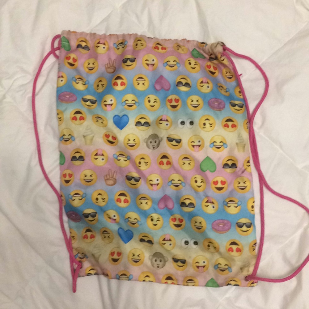 Emoji drawstring backpack ombré background 😜😎😍